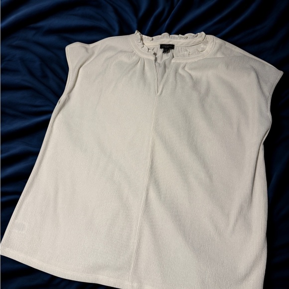 Ann Taylor Off-White Ruffle Neck Sleeveless Top - Picture 2 of 6